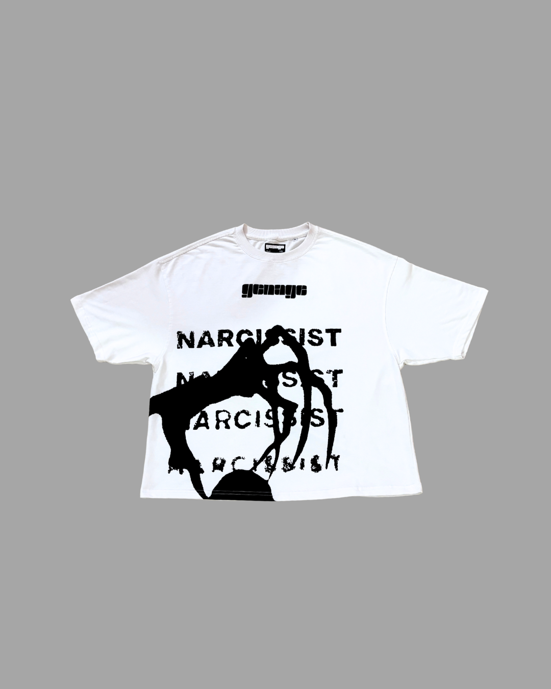 Oversized Unisex Crop Graphic T-Shirt – Narcissist Edition (White)